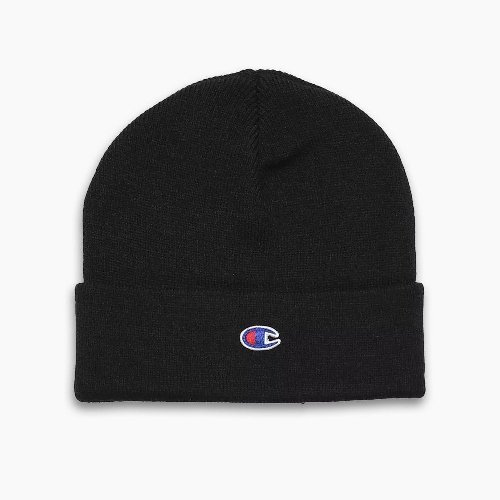 C Logo Recycled Yarn Beanie Hat - Black