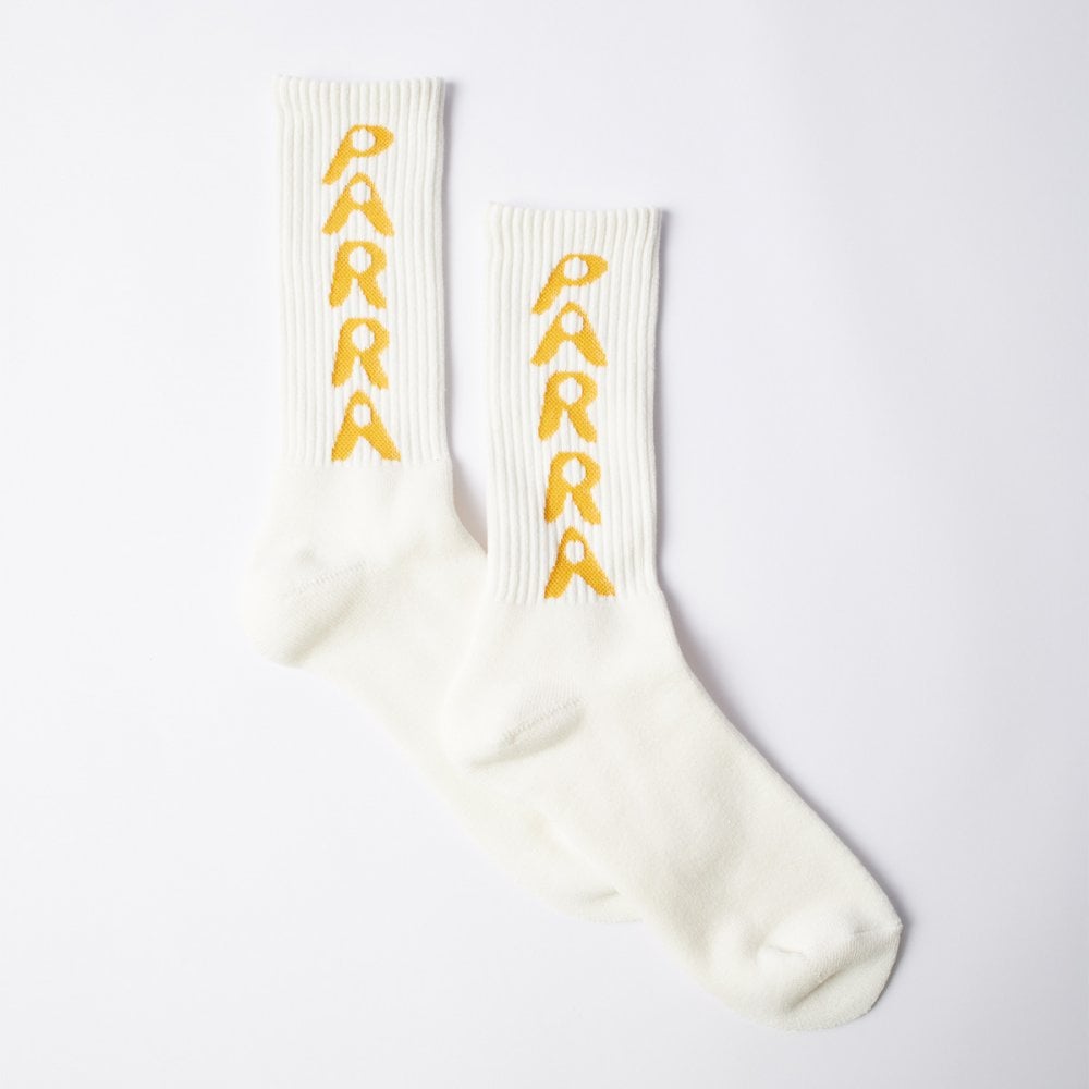 Hole Logo Crew Socks - White