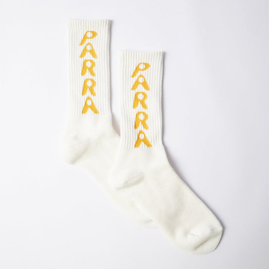 Hole Logo Crew Socks - White