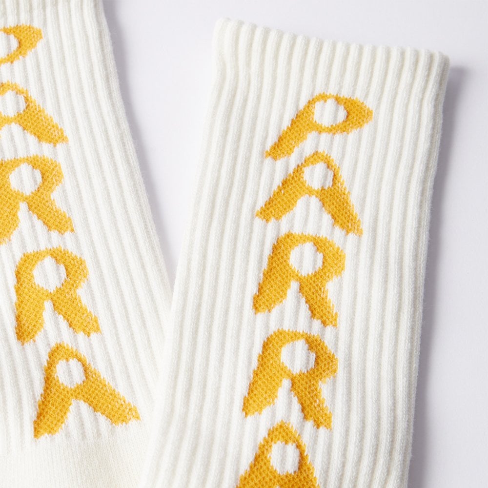 Hole Logo Crew Socks - White