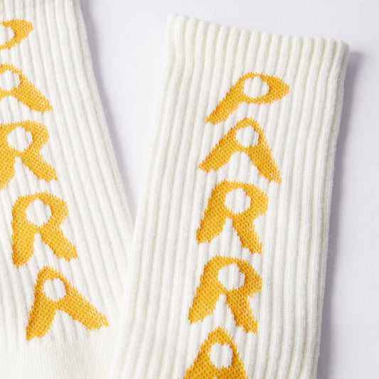 Hole Logo Crew Socks - White