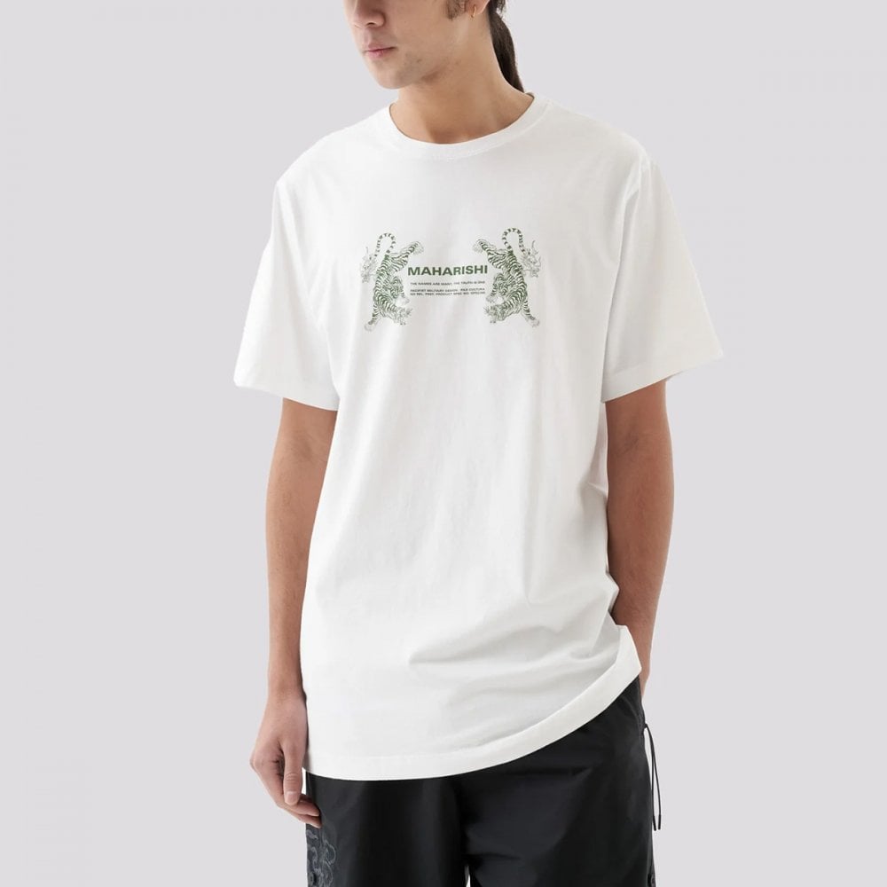 1305 Double Tigers Miltype T-shirt - White