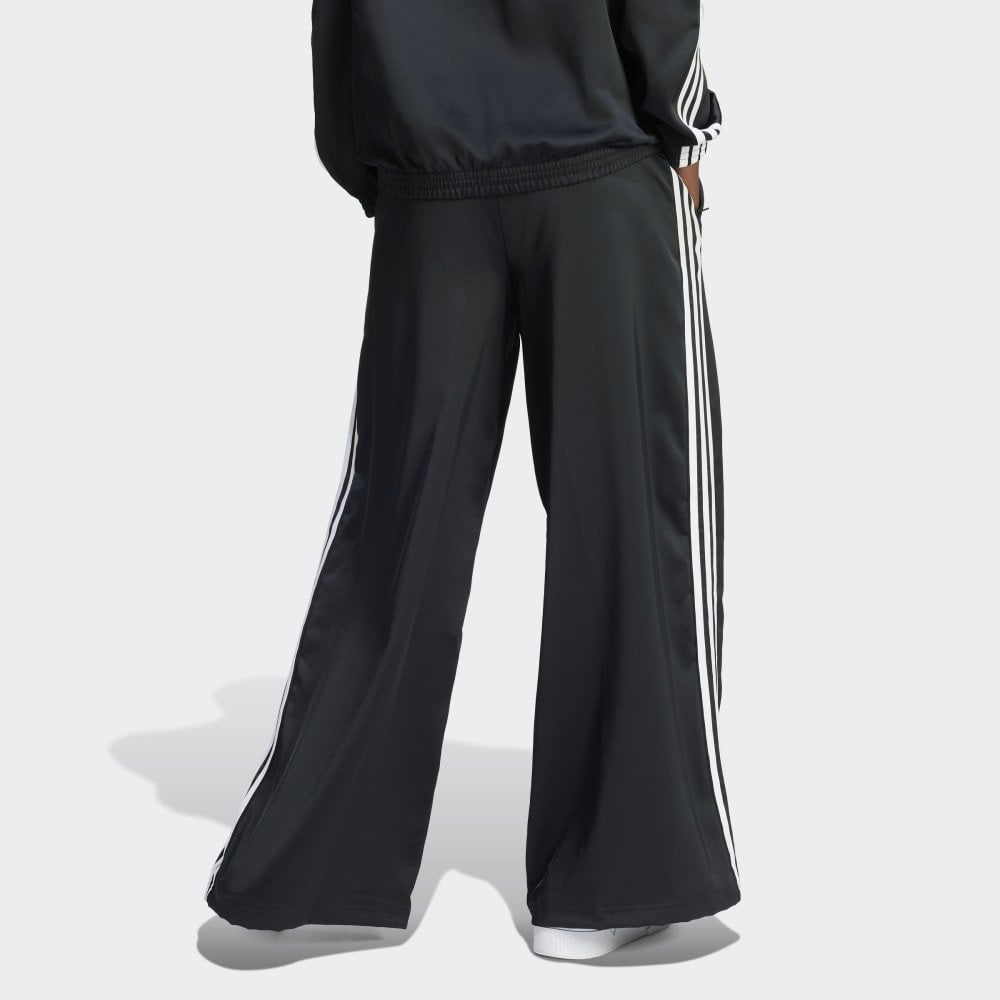Women's Satin Wide Leg Joggers - Black