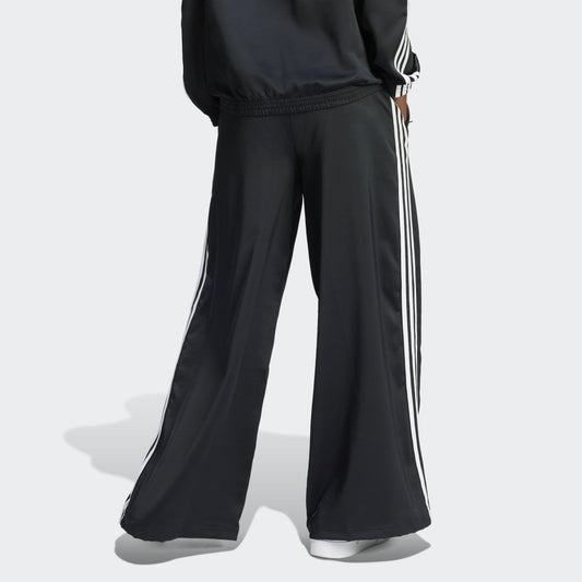 Women's Satin Wide Leg Joggers - Black