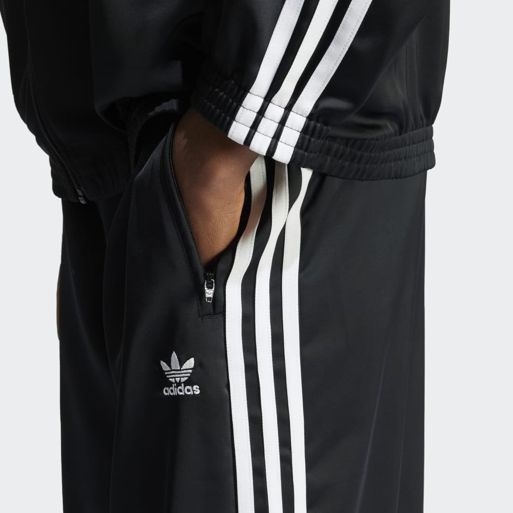 Women's Satin Wide Leg Joggers - Black