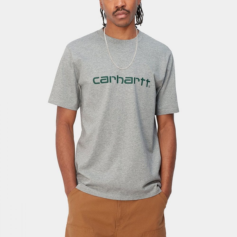 S/s Script T-shirt - Grey Heather / Chervil