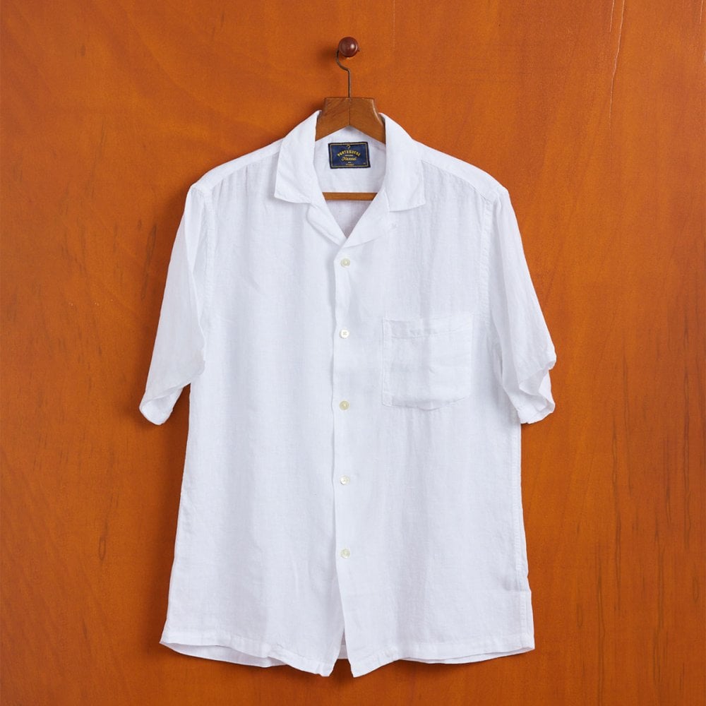 Linen Camp Collar Shirt - White