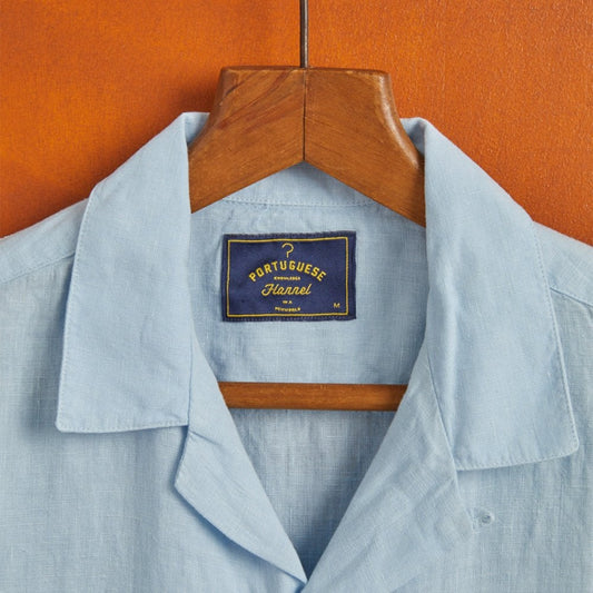Linen Camp Collar Shirt - Sky