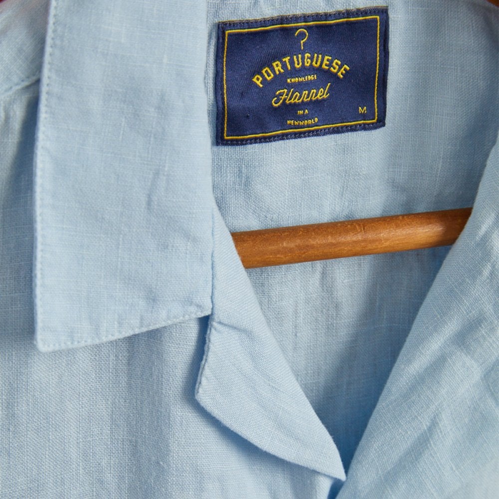 Linen Camp Collar Shirt - Sky