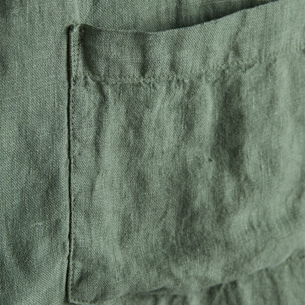 Linen Camp Collar Shirt - Dry Green