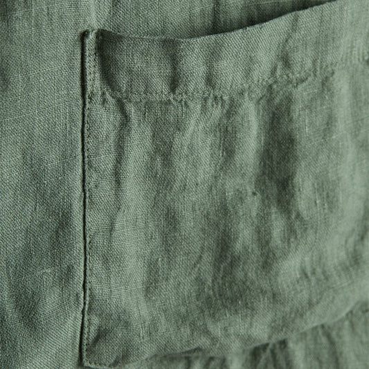 Linen Camp Collar Shirt - Dry Green