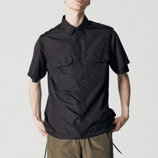 Non Down Military Half Sleeve Shirt - Black