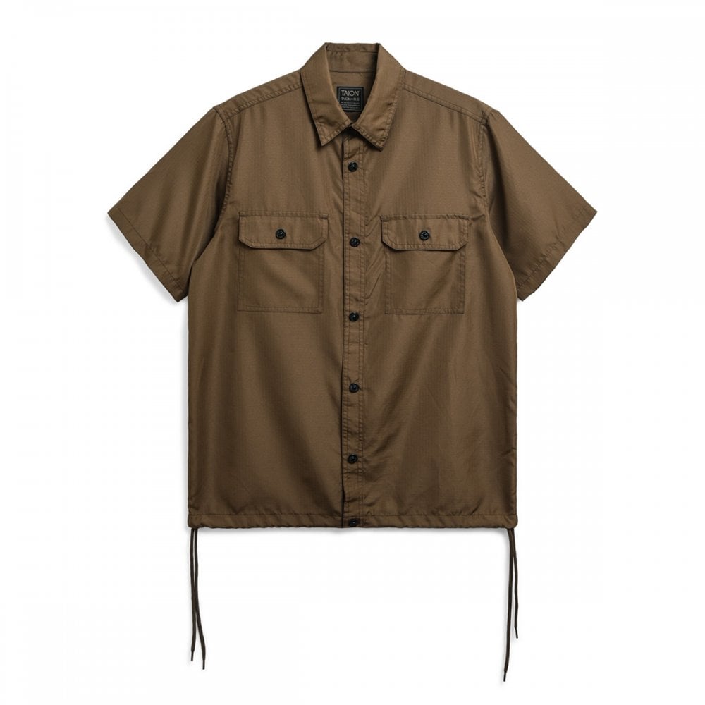 Non Down Military Half Sleeve Shirt - Light Brown
