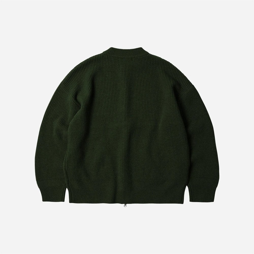 Wool Deck Zipup Cardigan Forest Green