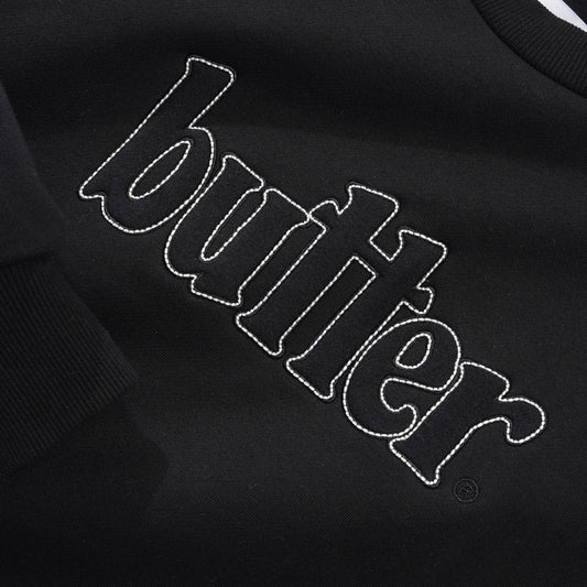 Fleece Applique Crewneck Black