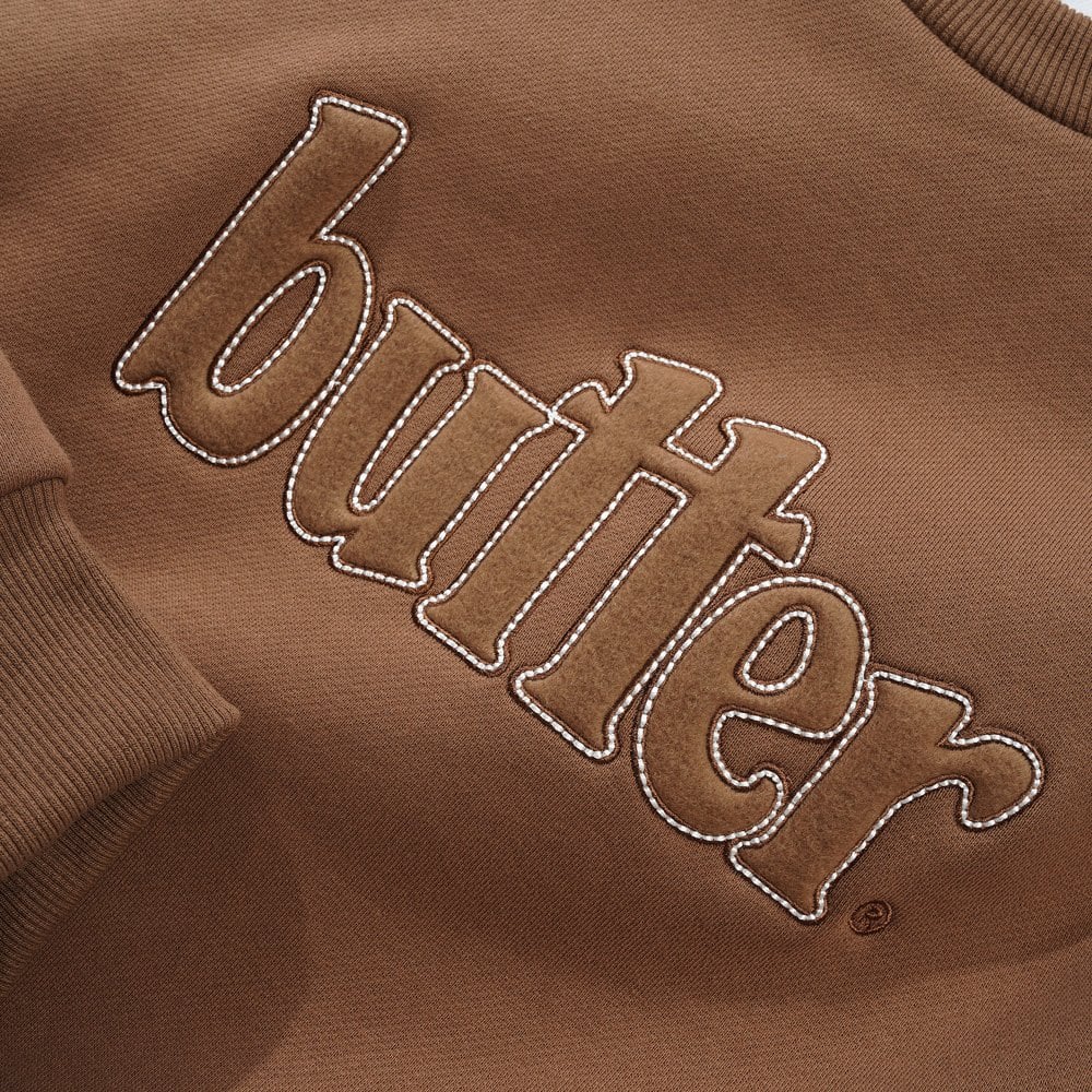Fleece Applique Crewneck Brown