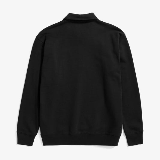 Ketel Relaxed Organic Norse Logo 1/2 Zip - Black
