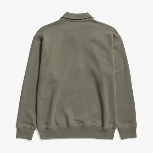 Ketel Relaxed Organic Norse Logo 1/2 Zip - Sediment Green