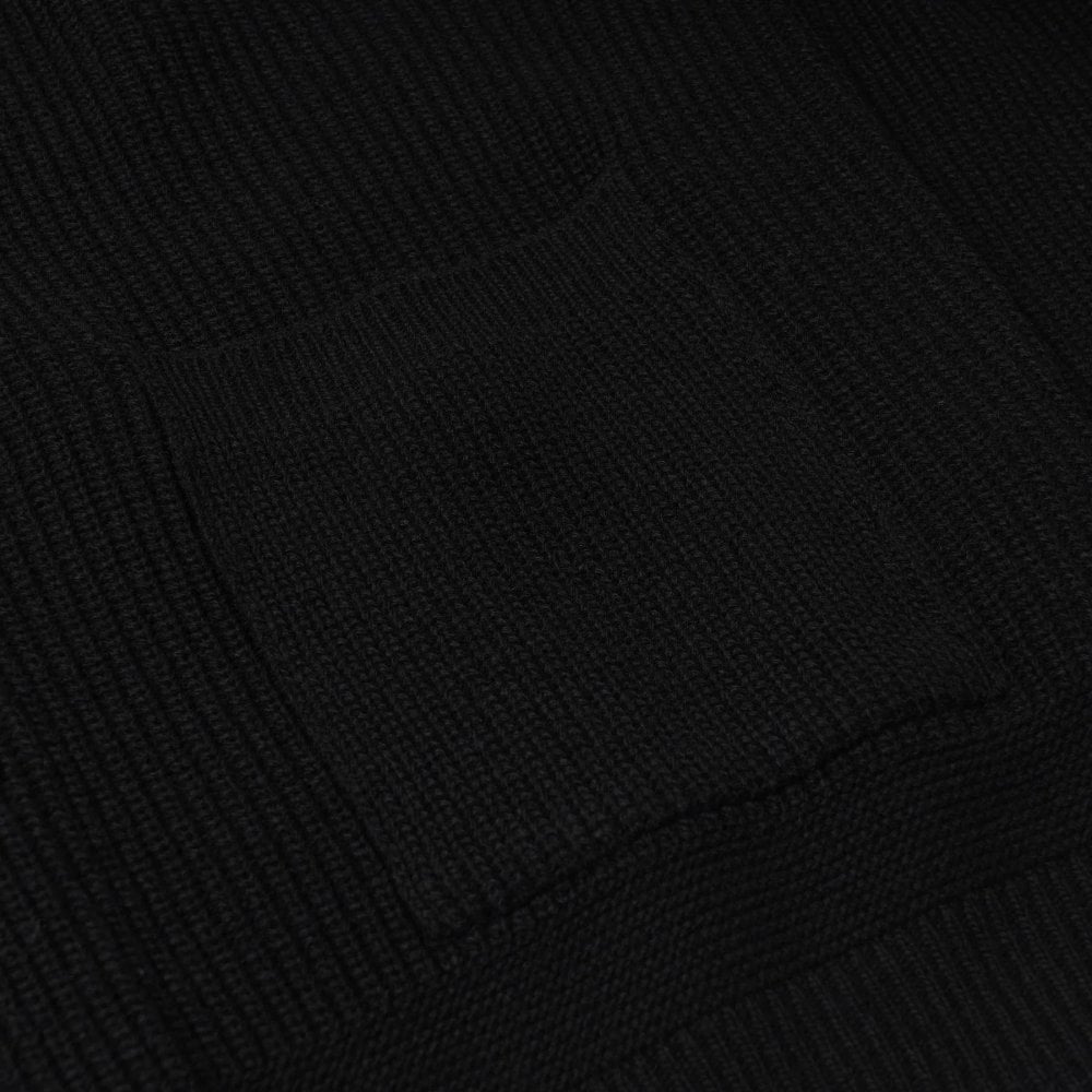 Heavy Wool Round Cardigan - Black