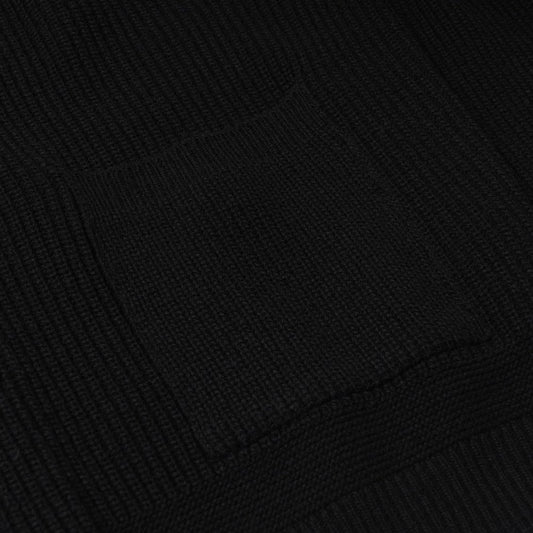 Heavy Wool Round Cardigan - Black