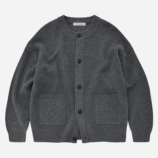 Heavy Wool Round Cardigan - Dark Grey
