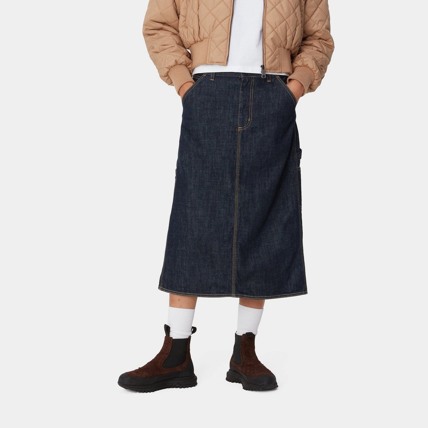 W' Single Knee Skirt Blue Rinsed