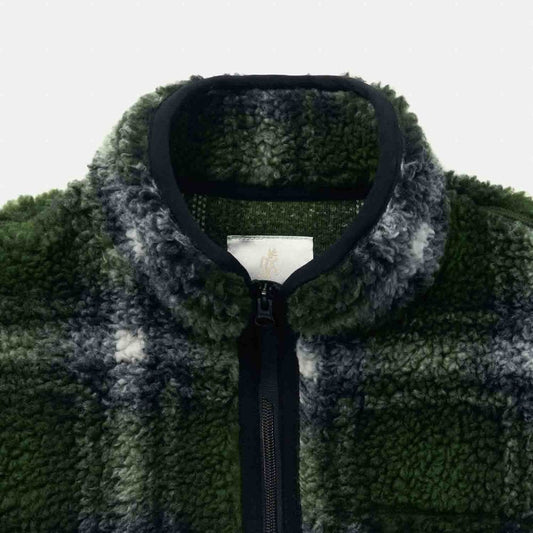Shadow Plaid Sherpa Jacket - Olive Shadow Plaid