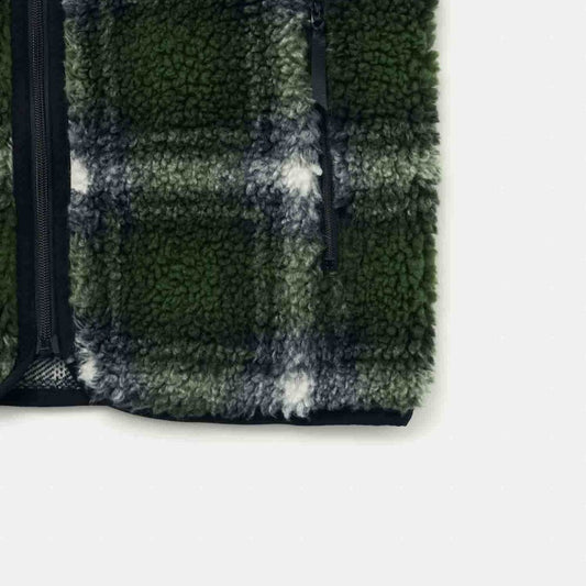 Shadow Plaid Sherpa Jacket - Olive Shadow Plaid