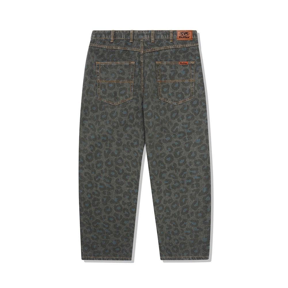 Leopard Denim Jeans Black