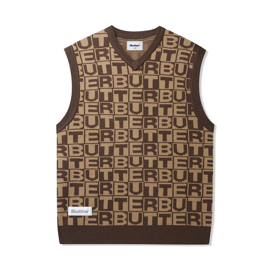 Tiles Knitted Vest Brown