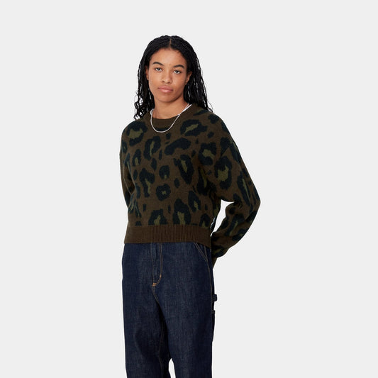 Women's W' Merton Sweater - Camo Leo Jacquard, Tamarind