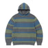 Striped Waffle Knit Hoodie - Grey