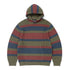 Striped Waffle Knit Hoodie - Olive