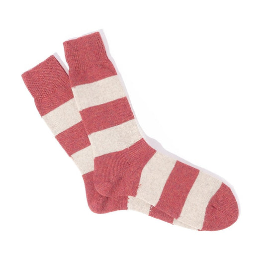 Wool Cashmere Stripes Crew - Brick