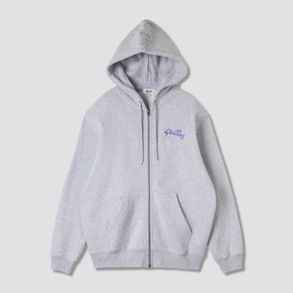 Stan OG Zip Hood - Grey Marl / Navy Print