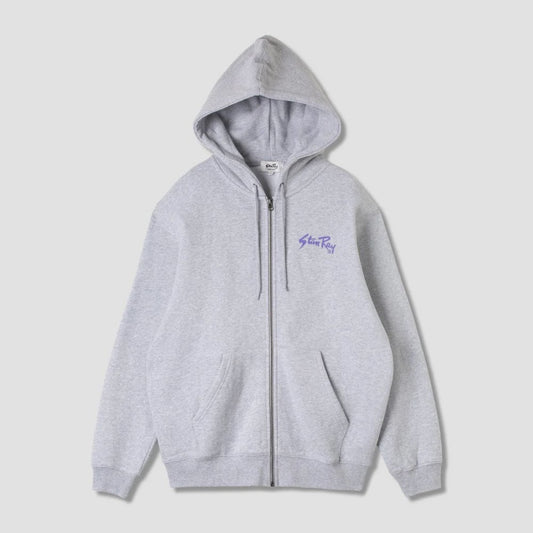Stan OG Zip Hood - Grey Marl / Navy Print