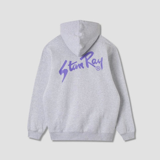 Stan OG Zip Hood - Grey Marl / Navy Print