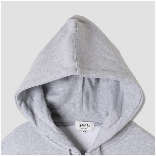 Stan OG Zip Hood - Grey Marl / Navy Print
