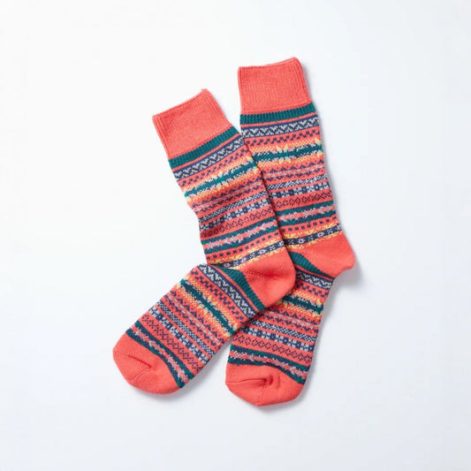 Jacquard Crew Socks Fairisle - Red