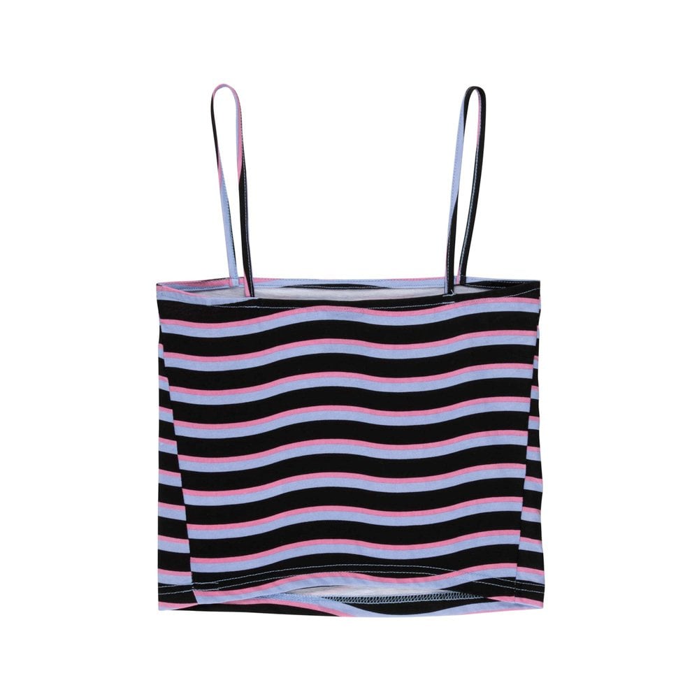 Women's Strip Vest - Black Wave Stripe