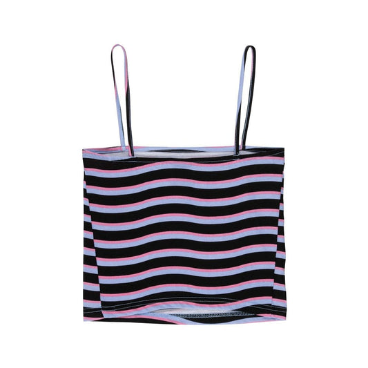 Women's Strip Vest - Black Wave Stripe