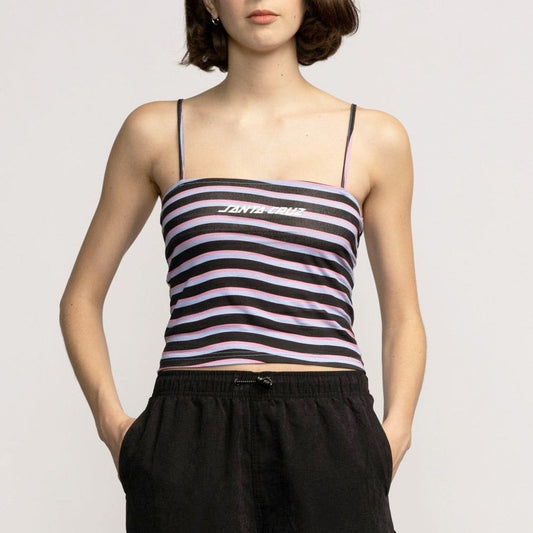 Women's Strip Vest - Black Wave Stripe