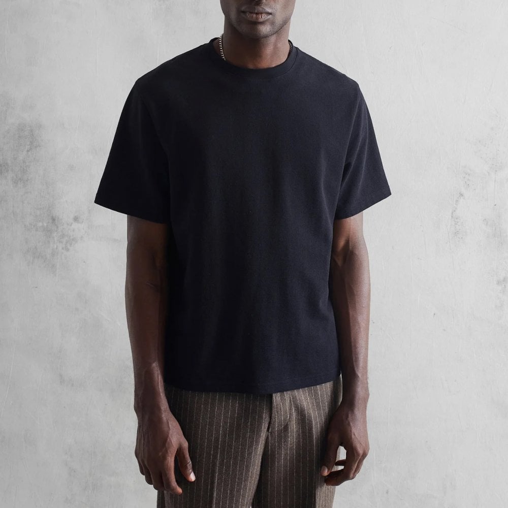 Dean Textured Organic Cotton T-Shirt - Black
