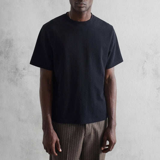 Dean Textured Organic Cotton T-Shirt - Black