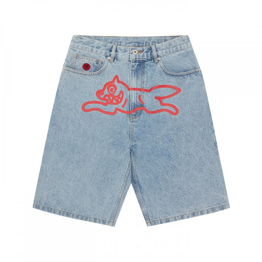 Running Dog Denim Shorts - Light Wash Blue