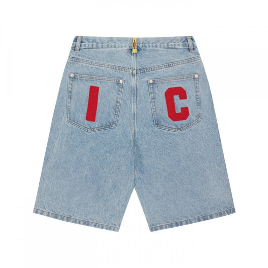Running Dog Denim Shorts - Light Wash Blue