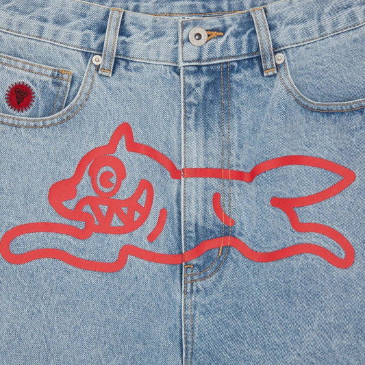 Running Dog Denim Shorts - Light Wash Blue
