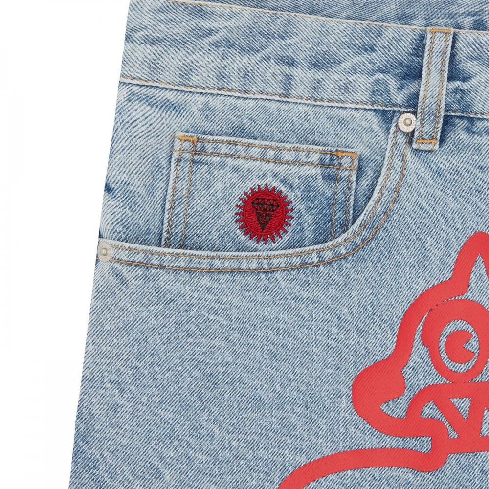Running Dog Denim Shorts - Light Wash Blue