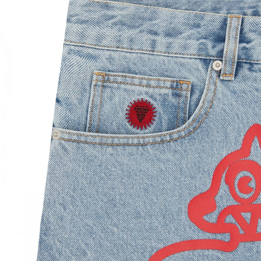 Running Dog Denim Shorts - Light Wash Blue