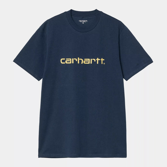 S/s Script T-shirt - Ink / Air Yellow